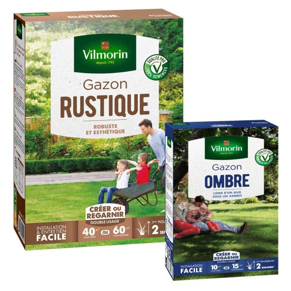 Rustique - Gazon Rustique - 1 kg + Gazon Ombre - 250 g - face recto